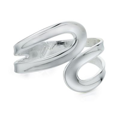 Silver open wave hinged bangle